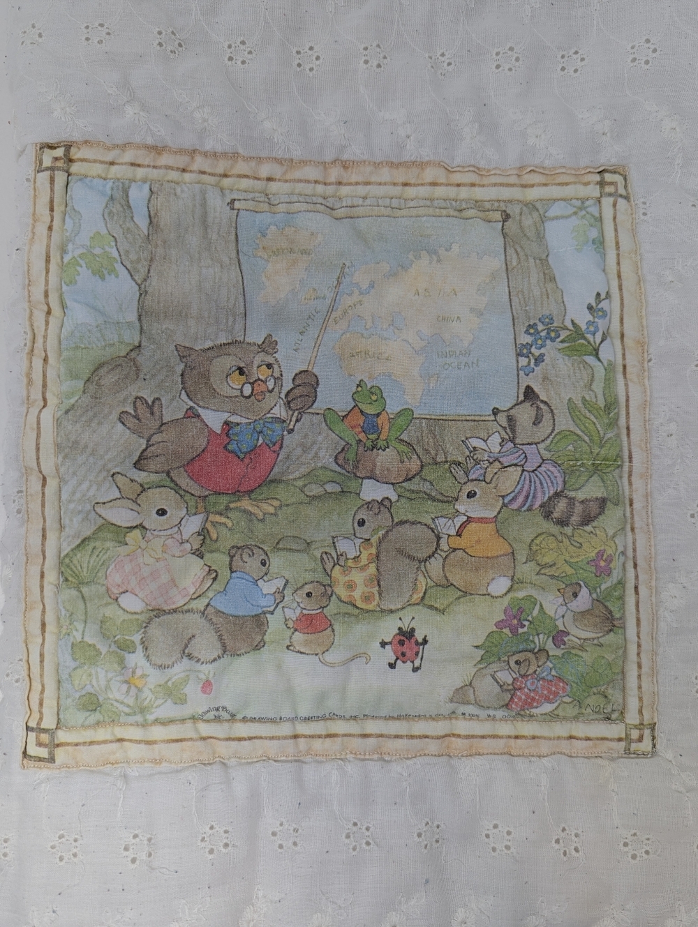 Vintage Baby Quilt A. Noel Drawing Board Greetings Cards Woodsy Woodland Animals